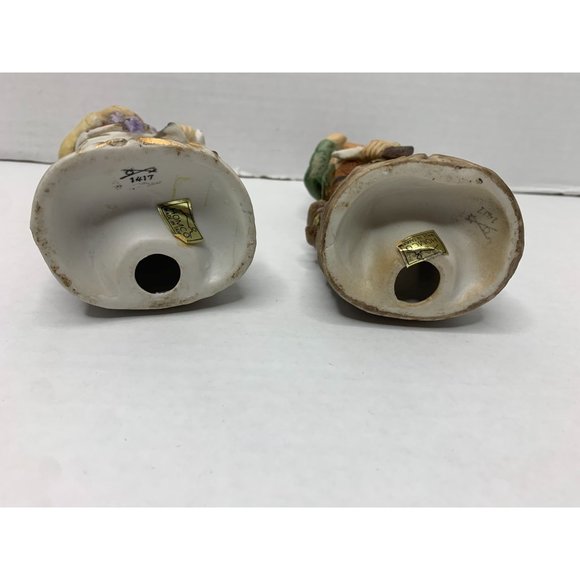 Homco Home Interiors 2 Pc Lot Figurine Figure Man Pipe Scissors Women Fruit Bask - Picture 2 of 3